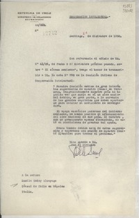 [Memorandum] N° 12742, 1950 dic. 11, Santiago [a] la señora Lucila Godoy Alcayaga, Cónsul de Chile en Nápoles, Italia
