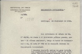 [Memorandum] N° 12742, 1950 dic. 11, Santiago [a] la señora Lucila Godoy Alcayaga, Cónsul de Chile en Nápoles, Italia