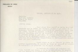 [Carta] 1950 oct. 18, México [a] Gabriela Mistral, Veracruz, [México]