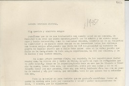 [Carta] [1945?], [Francia?] [a] Gabriela Mistral
