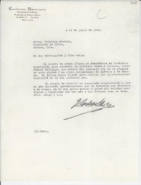 [Carta] 1954 jul. 12, México D. F. [a la] Srita. Gabriela Mistral, Consulado de Chile, Habana, Cuba