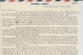[Carta] 1946 oct. 30, Santiago [a] Gabriela Mistral