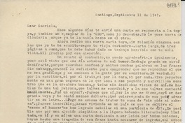 [Carta] 1947 sept. 11, Santiago [a] Gabriela Mistral