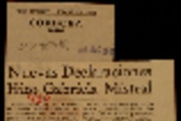 Nuevas declaraciones hizo Gabriela Mistral