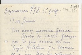 [Carta] 1943 jun. 13, [Santiago] [a] Gabriela Mistral