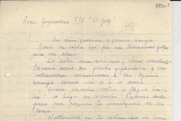 [Carta] [1943, Santiago] [a] Gabriela Mistral