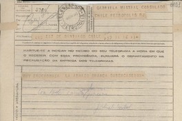 [Telegrama] 1945 nov. 16, Santiago, Chile [a] Gabriela Mistral, Petrópolis