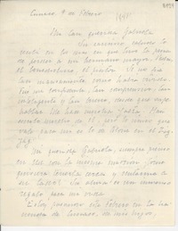 [Carta] [1956] feb. 9, Cunaco, [Chile] [a] Gabriela Mistral