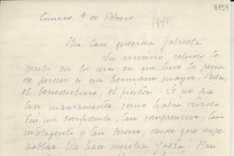 [Carta] [1956] feb. 9, Cunaco, [Chile] [a] Gabriela Mistral