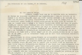[Carta] [1948] feb. 27, San Fco de Las Conde [a] Gabriela Mistral