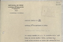 Aerograma circular N° 36, 1948 sept. 23, Santiago [a] ConChile, Santa Barbara, Calif., Estados Unidos