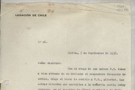 [Memorandum] N° 86, 1936 sept. 3, Lisboa, [Portugal] [al] Señor Ministro de los Negocios Extranjeros