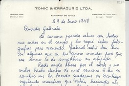 [Carta] 1948 ene. 29, Santiago, Chile [a] Gabriela [Mistral]