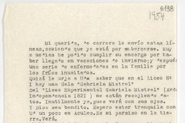 [Carta] [1954, Santiago] [a] Gabriela Mistral