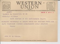 [Telegrama] 1948 sept. 9, New York, [EE.UU.] [a] Gabriela Mistral, Santa Barbara, Calif., [EE.UU.]