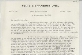 [Carta] 1948 sept. 14, Santiago, Chile [a] Gabriela [Mistral]
