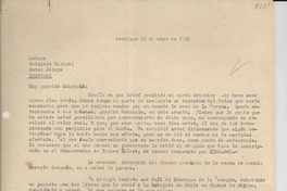 [Carta] 1949 mayo 18, Santiago, [Chile] [a] Gabriela Mistral, Hotel Jalapa, Veracruz, [México]