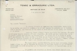 [Carta] 1949 jun. 7, Santiago, Chile [a] Gabriela Mistral, Hotel Méjico, Jalapa, Veracruz, [México]