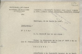[Memorandum] Contaduría N° 104, 1947 ene. 23, Santiago, [Chile]
