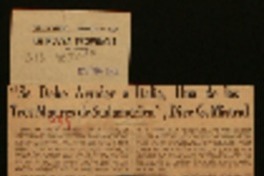 "Se debe ayudar a Italia, una de las tres madres de Sudamérica", dice G. Mistral