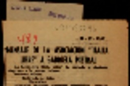 Mensaje de la Asociación Italia Libre" a Gabriela Mistral