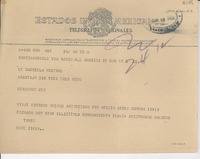[Telegrama] 1950 nov. 15, Santiago, Chile [a] Gabriela Mistral, Veracruz, [México]