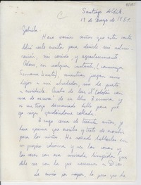 [Carta] 1951 mar. 19, Santiago de Chile [a] Gabriela Mistral