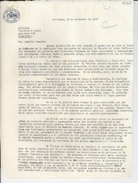 [Carta] 1950 nov. 15, Santiago, [Chile] [a] Gabriela Mistral, Veracruz, [México]