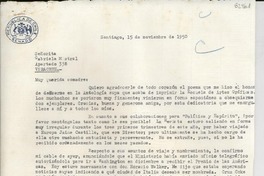 [Carta] 1950 nov. 15, Santiago, [Chile] [a] Gabriela Mistral, Veracruz, [México]
