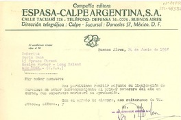 [Carta] 1958 jun. 24, Buenos Aires, [Argentina] [a] Doris Dana, Long Island, Nueva York (U.S.A.)