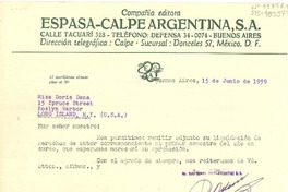 [Carta] 1959 jun. 15, Buenos Aires, [Argentina] [a] Doris Dana, Long Island, Nueva York (U.S.A.)