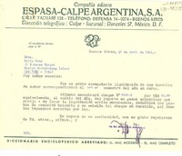 [Carta] 1961 abr. 27, Buenos Aires, [Argentina] [a] Doris Dana, Long Island, Nueva York (U.S.A.)