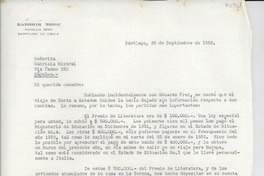 [Carta] 1952 sept. 26, Santiago, [Chile] [a] Gabriela Mistral, Nápoles, [Italia]