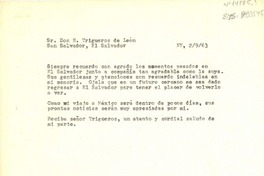[Carta] 1963 sep. 2, Nueva York, [Estados Unidos] [a] N. Trigueros de León, San Salvador, El Salvador