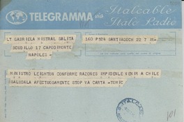 [Telegrama] 1951 sept. 8, Santiago, Chile [a] Gabriela Mistral, Nápoles