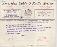 [Telegrama] 1953 Mar. 9, Santiago, Chile [a] Doris Dana, [New York, EE.UU.]