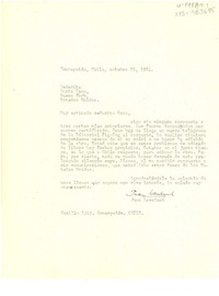 [Carta] 1961 oct. 26, Concepción, Chile [a] Doris Dana, Nueva York, Estados Unidos