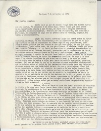 [Carta] 1951 nov. 7, Santiago [a] Gabriela Mistral