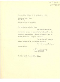 [Carta] 1961 sept. 14, Concepción, Chile [a] Doris Dana, Nueva York, United States of America