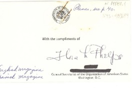 [Tarjeta] 196-?, [Washington DC, Estados Unidos] [a] [Doris Dana]