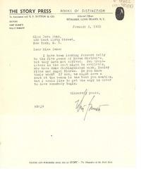 [Carta] 1950 jan. 2, Long Island, N.Y., [Estados Unidos] [a] Doris Dana, New York, [Estados Unidos]