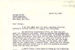 [Carta] 1950 mar. 21, Hotel México, Jalapa, Veracruz, México [a] George Davis, New York, [Estados Unidos]