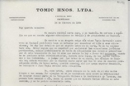 [Carta] 1954 feb. 14, [Santiago, Chile] [a] [Gabriela Mistral]