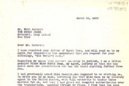 [Carta] 1950 mar. 29, Hotel México, Jalapa, Veracruz, México [a] Whit Burnett, Long Island, New York, [Estados Unidos]