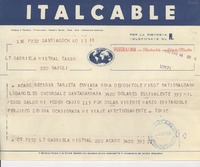 [Telegrama] 1952 ago. 14, Santiago [a] Gabriela Mistral, Napoli