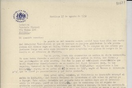 [Carta] 1952 ago. 17, Santiago [a] Gabriela Mistral, Nápoles