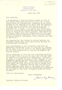 [Carta] 1950 apr. 18, New York, [Estados Unidos] [a] Gabriela Mistral