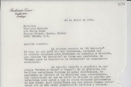 [Carta] 1954 abr. 23, [Santiago] [a] Gabriela Mistral, Long Island