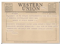 [Telegrama] 1954 mayo 7, Santiago de Chile [a] Gabriela Mistral, Long Island