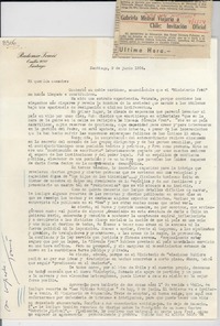 [Carta] 1954 jun. 9, Santiago [a] Gabriela Mistral